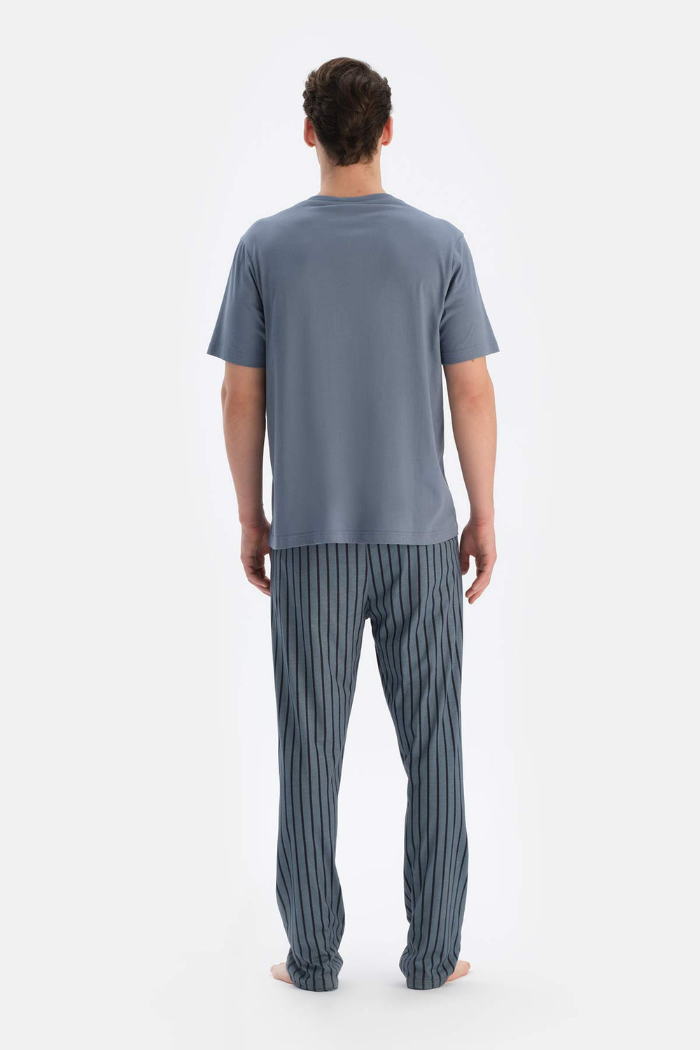 Indigo Yarım Patlı Kısa Kollu Tişört Pantolon Pijama Takımı