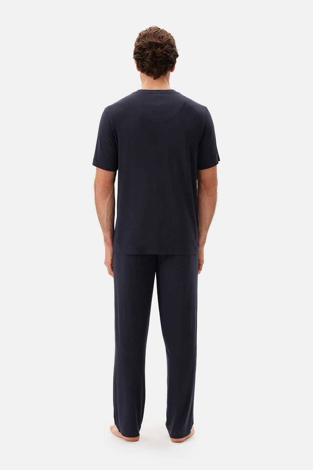 Lacivert Yarım Patlı Tişört Pantolon Pijama Takımı