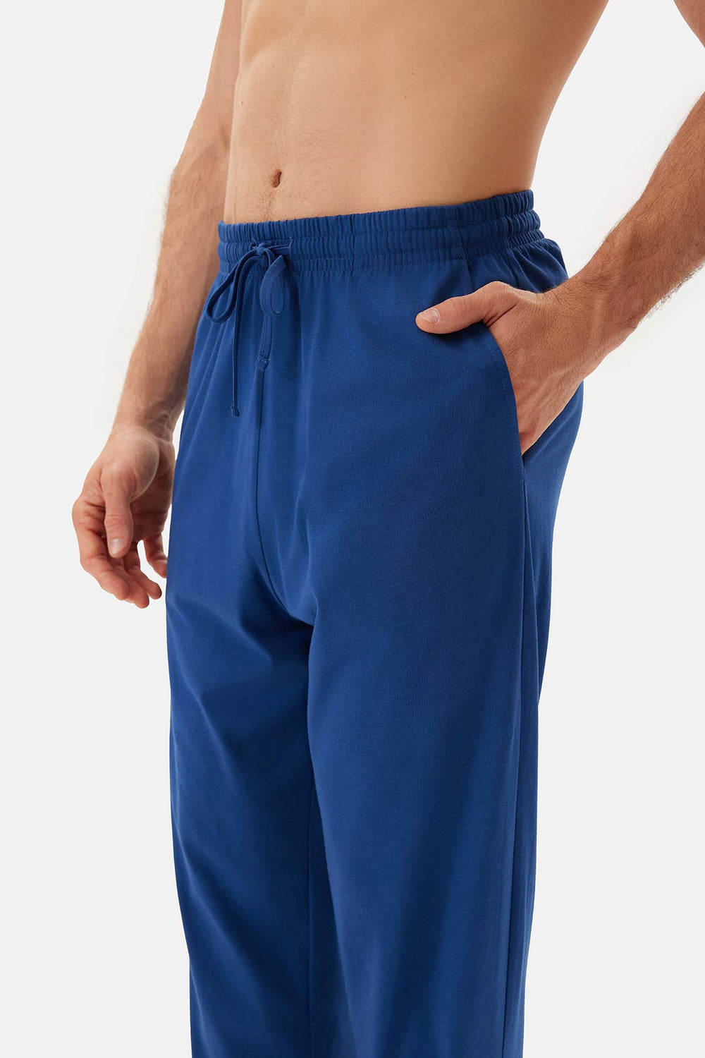 Mavi Yarım Patlı Kısa Kollu Pijama Takımı