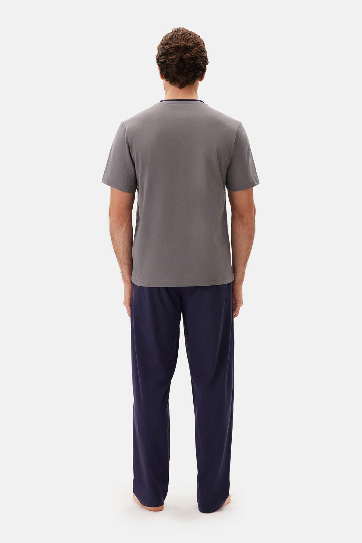 Füme Kısa Kollu Patlı Tişört Pantolon Pijama Takımı