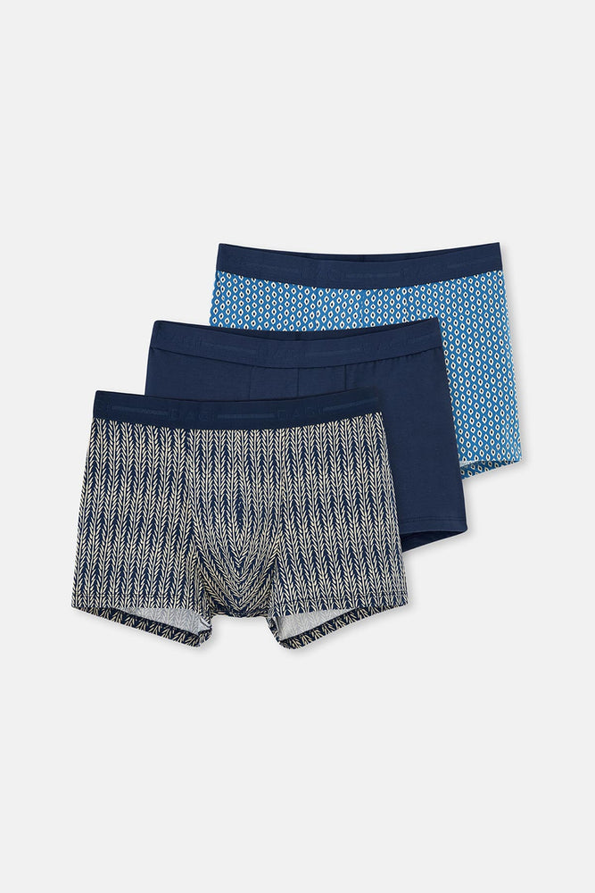 Lacivert Pamuk Desenli 3'lü Boxer