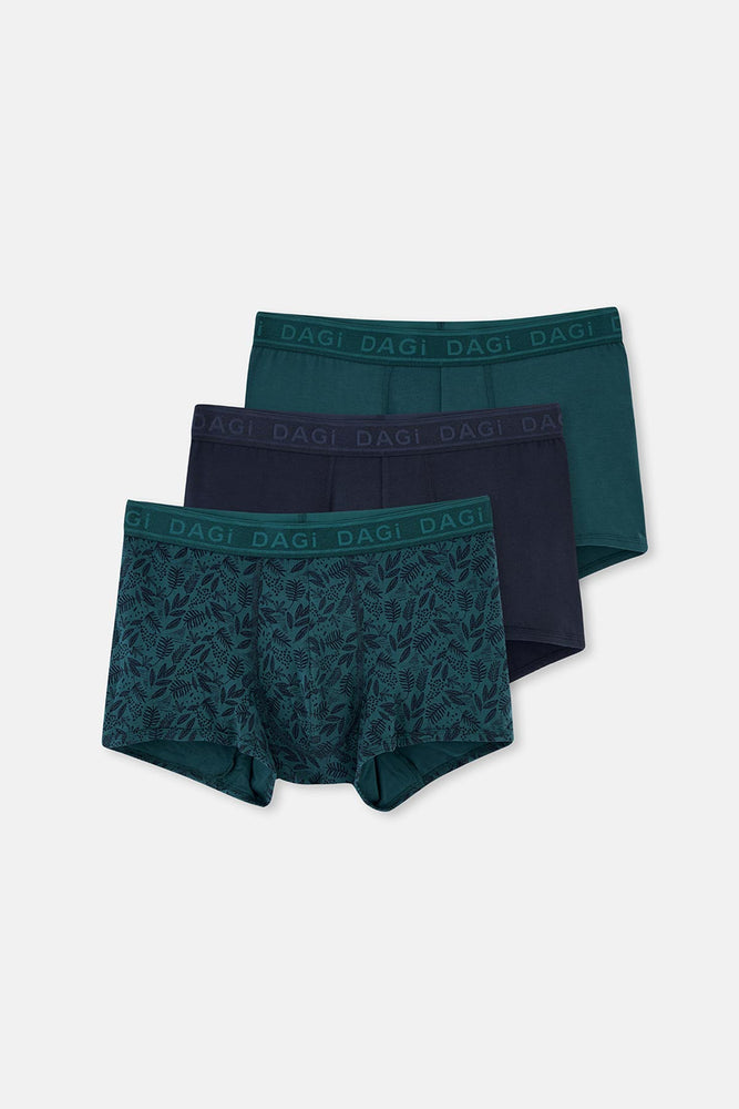 Koyu Mavi Micro Modal Desenli 3'lü Boxer