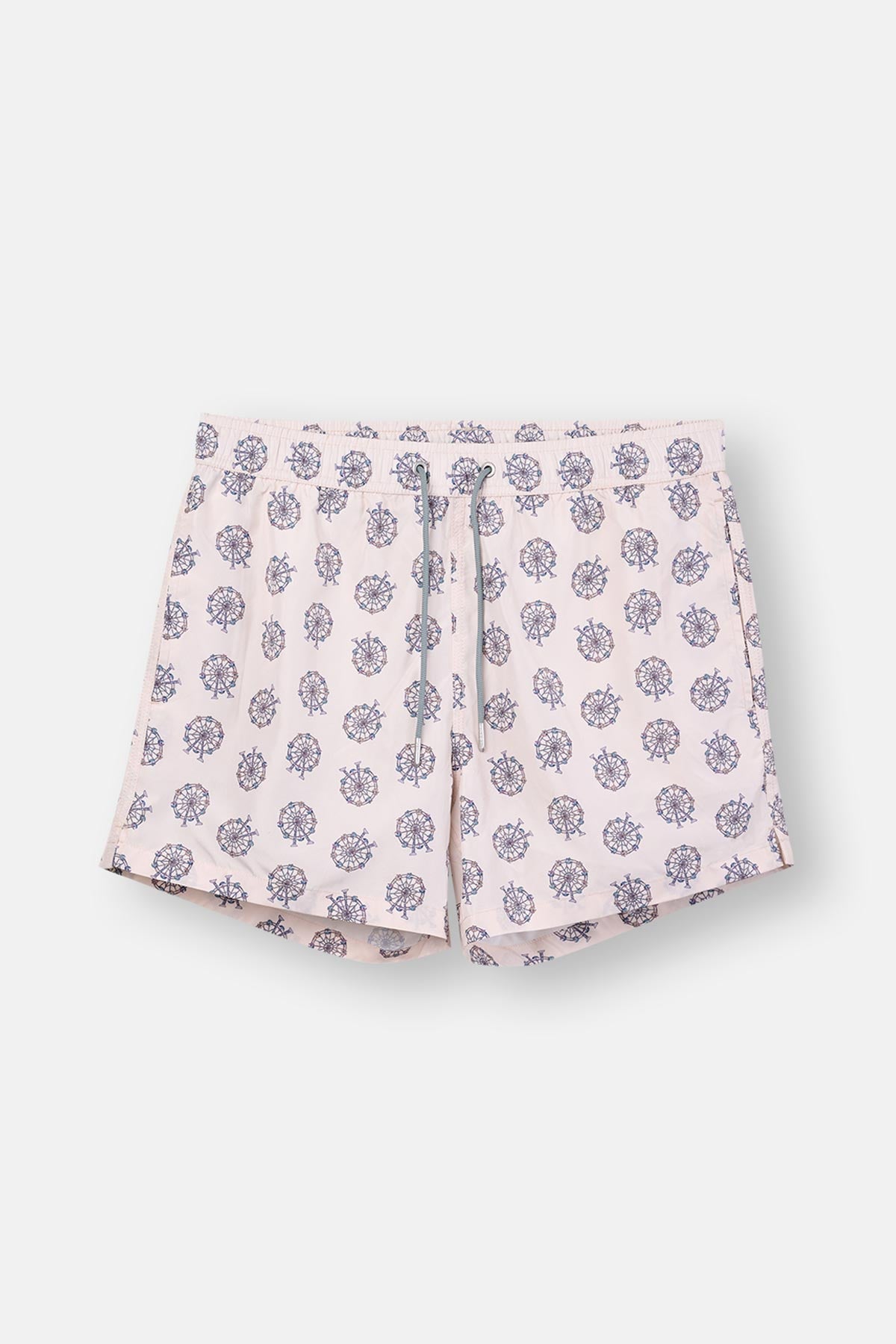 Multicolor Dönme Dolap Desenli Kısa Deniz Şortu