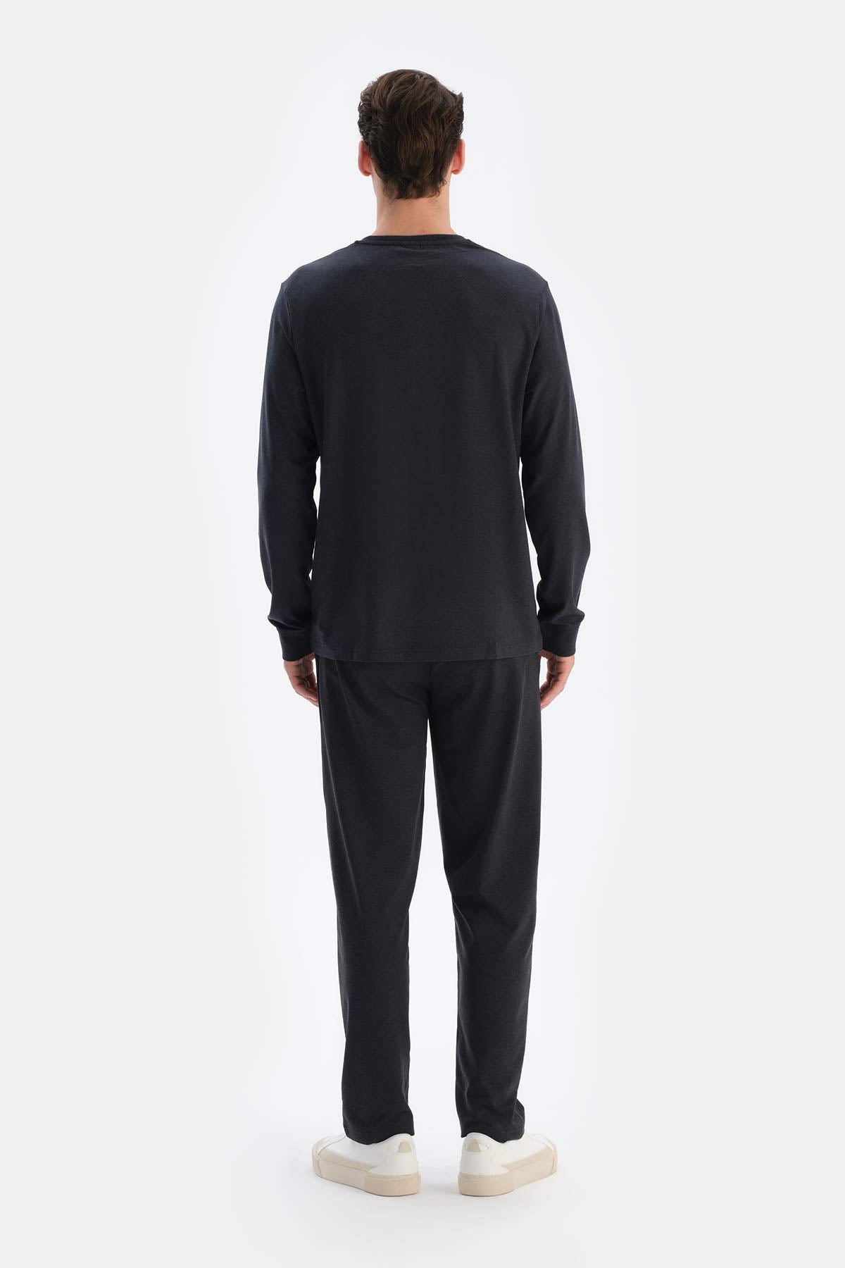 Navy HALF-PLOT REGULAR FIT EVERFRESH T-SHIRT