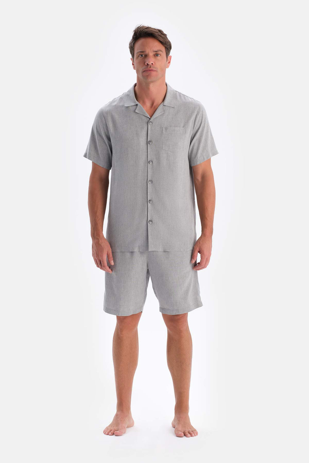 Grey SHORT SLEEVE WOVEN SHIRT WITH POCKET DETAIL