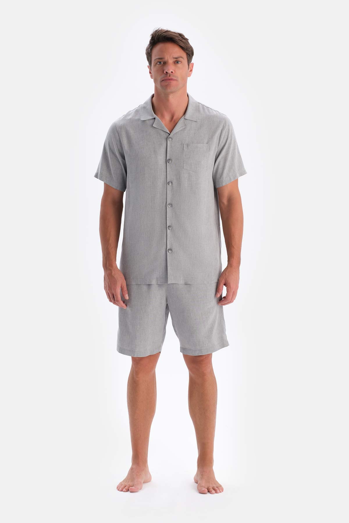 Grey SHORT SLEEVE WOVEN SHIRT WITH POCKET DETAIL