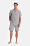 Grey SHORT SLEEVE WOVEN SHIRT WITH POCKET DETAIL