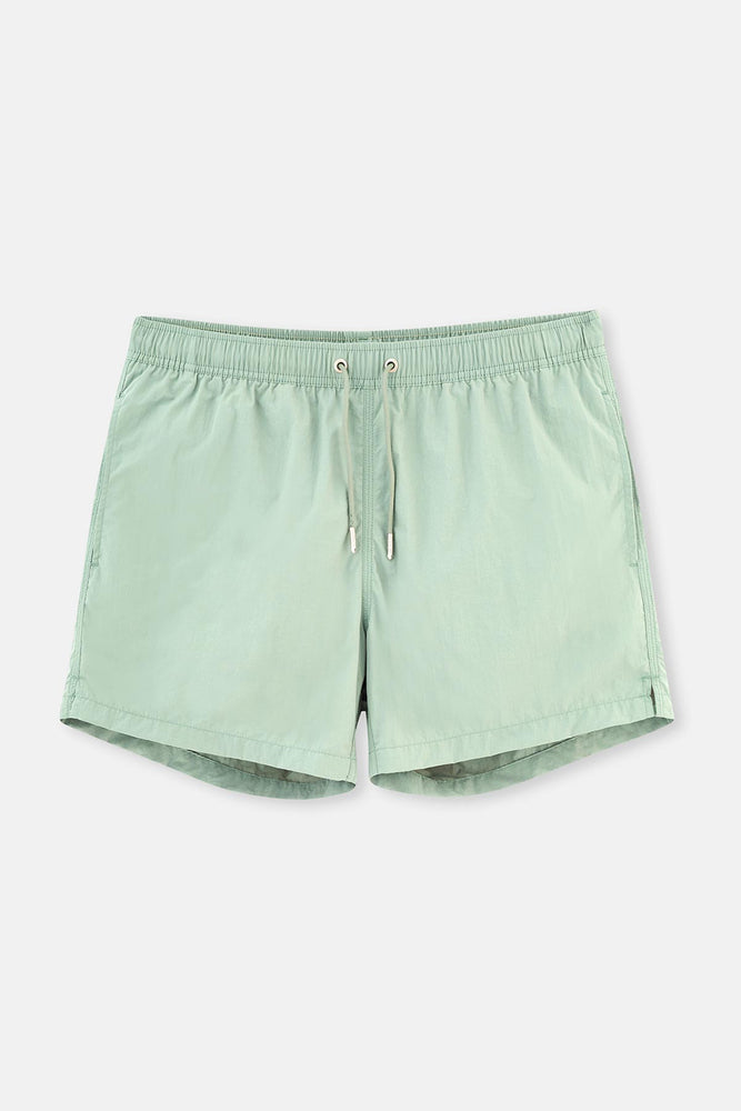 Yeşil Düz Kısa Deniz Şortu