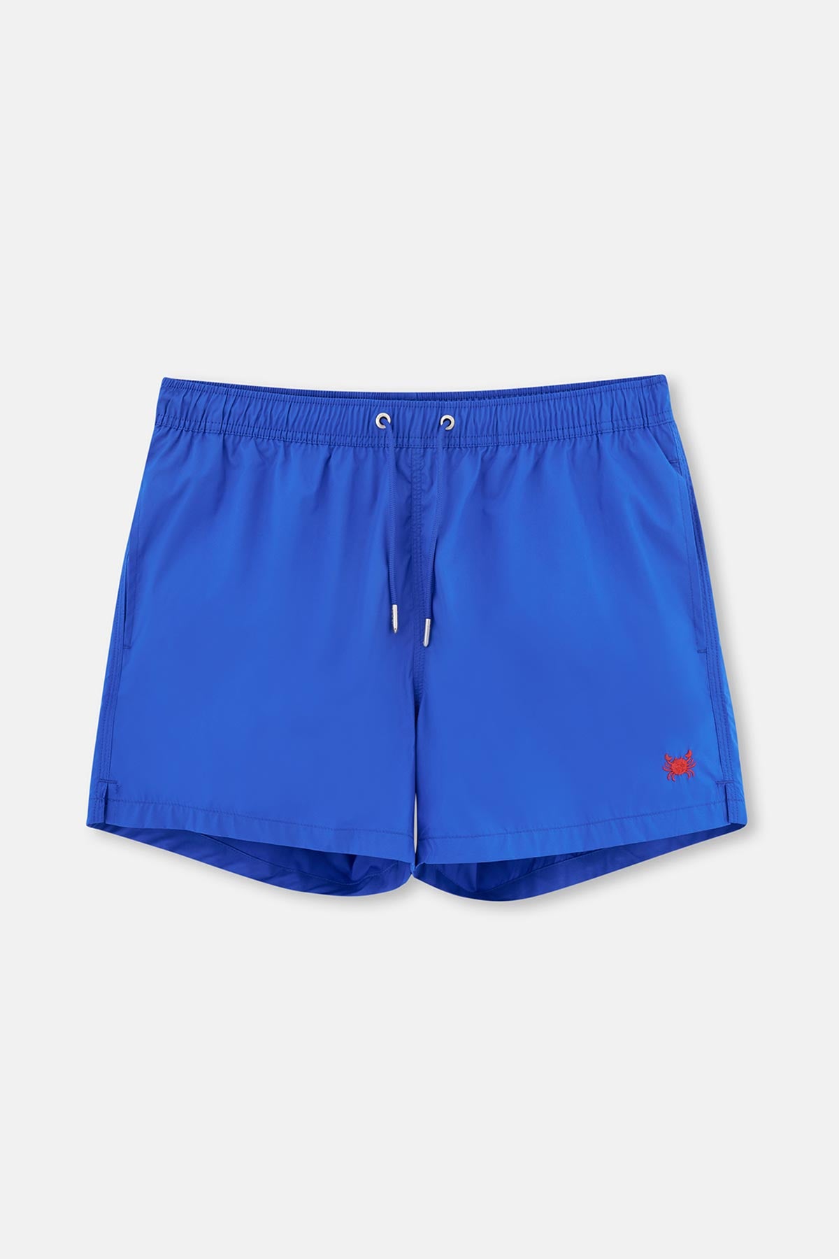 Mavi Paçası Nakışlı Kısa Deniz Şortu