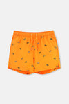 Turuncu Yelken Nakışlı Kısa Deniz Şortu