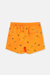 Turuncu Yelken Nakışlı Kısa Deniz Şortu