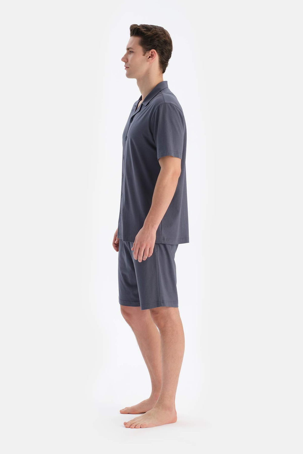 Indigo Cepli Gömlek Şort Modal Pijama Takımı