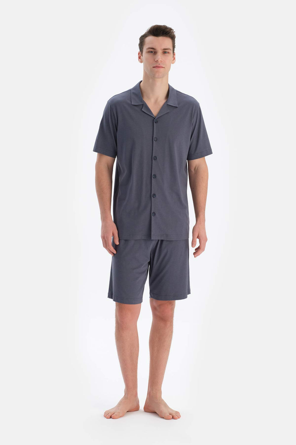 Indigo Cepli Gömlek Şort Modal Pijama Takımı