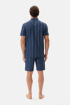 Lacivert Çizgili Gömlek Şort Pijama Takımı