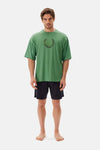 Yeşil Bis Yaka Baskılı Kısa Kollu Şort Pijama Takımı