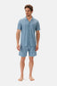 Mavi Desenli Gömlek Yaka Modal Şortlu Pijama Takımı