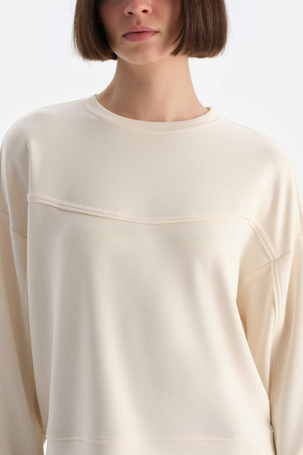 Ekru Dagi Active Kadın Modal Biye Detaylı Sweatshırt