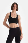 Siyah Dagi Active Kadın Biye Detaylı Sporcu Sütyeni