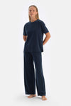 Navy CUPRO TROUSERS WITH POCKETS