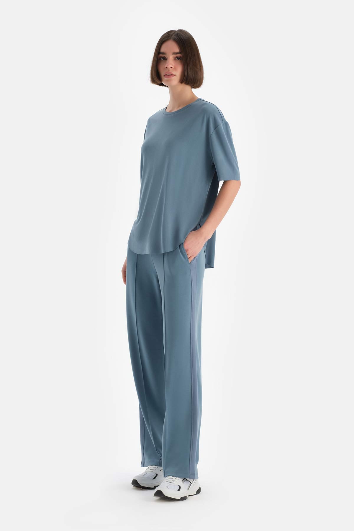 Açık Mavi Dagi Active Kadın Modal Nervürlü Eşofman Altı