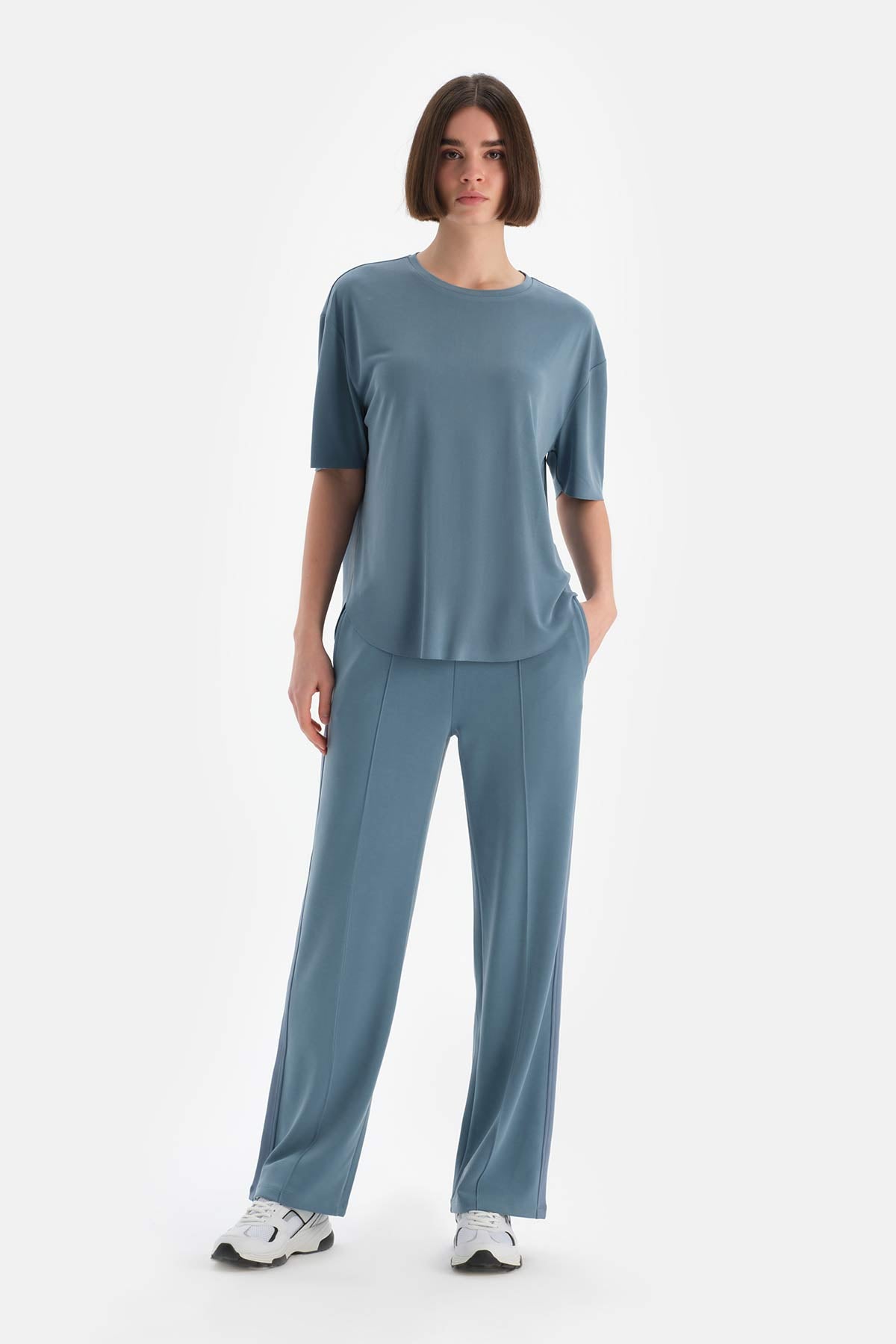 Açık Mavi Dagi Active Kadın Modal Nervürlü Eşofman Altı