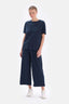 Lacivert Cepli Kısa Paça Cupro Pantolon
