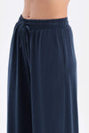 Lacivert Cepli Kısa Paça Cupro Pantolon