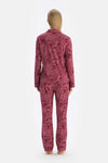 Bordo Şal Desenli Pamuk Modal Gömlek Pantolon Pijama Takımı