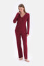 Damson RIB LONG SLEEVE VISCOSE T-SHIRT PANTS PAJAMA SET