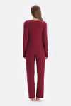 Damson RIB LONG SLEEVE VISCOSE T-SHIRT PANTS PAJAMA SET