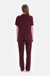Bordo Viskon Gömlek Pantolon Pijama Takımı