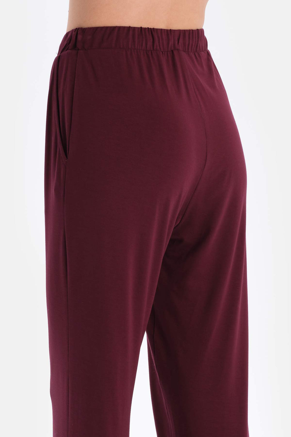 Bordo Viskon Gömlek Pantolon Pijama Takımı