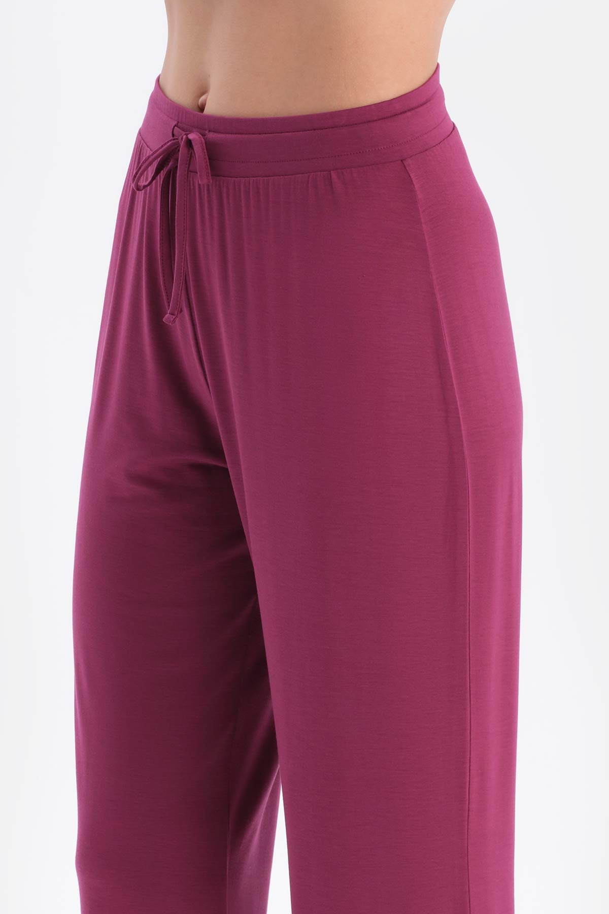 Bordeaux SHORT SLEEVE V-NECK BASIC VISCOSE T-SHIRT PANTS PAJAMA SET