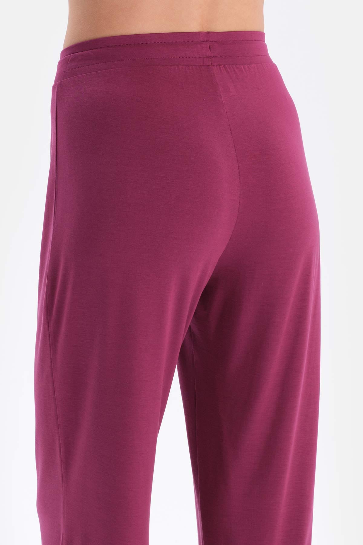 Bordeaux SHORT SLEEVE V-NECK BASIC VISCOSE T-SHIRT PANTS PAJAMA SET