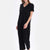 Black SHORT SLEEVE V-NECK BASIC VISCOSE T-SHIRT PANTS PAJAMA SET
