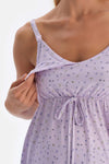Lila Metraj Çiçek Baskılı Penye Modal Hamile Pijama Takımı