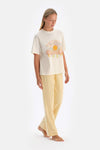 Kırık Beyaz Baskılı Pamuklu Pijama Takımı