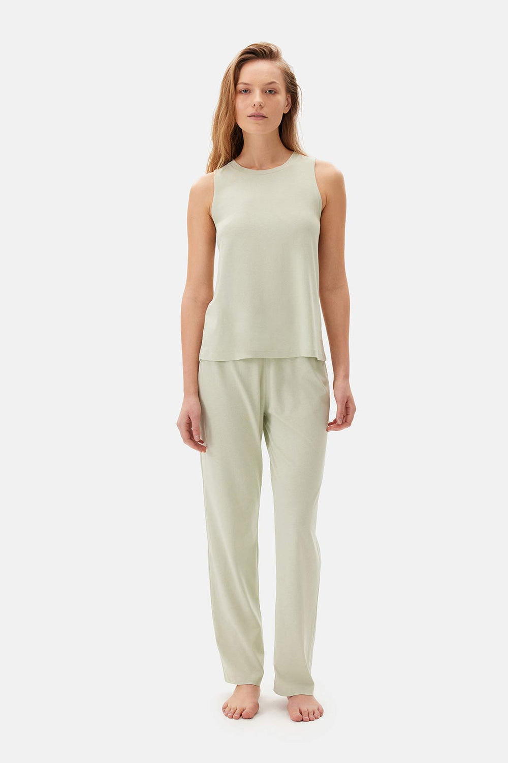 Yeşil Kalın Askılı Celliant Pijama Takımı