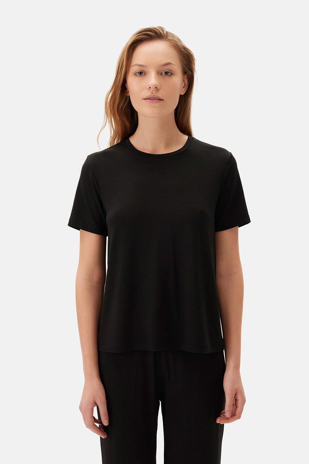 Siyah Bis Yaka Düşük Kol Pijama Takımı