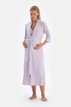 Lilac FLORAL PRINTED COMBED MODAL MATERNITY ROBE