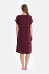 Bordeaux LACE GARNISHED CREW NECK SHORT SLEEVE VISCOSE NIGHTDRESS
