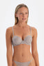Light Grey LACE AND STONE DETAILED PUSH-UP BRA