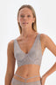 Light Grey LACE AND STONE DETAILED UNFILLED BRA WITH CUP