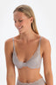 Light Grey LACE AND STONE DETAILED UNFILLED BRA WITH BALEEN