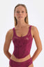 Damson TULLE DETAILED BODYSUIT