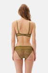 Khaki TULLE DETAILED BODYSUIT