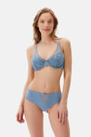 Blue TULLE DETAILED BODYSUIT