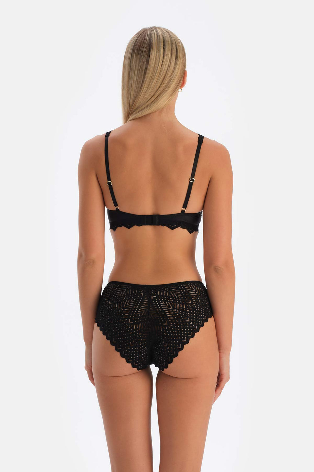 Black LACE DETAILED PREMIUM BASIC BRIEF PANTS