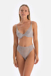 Light Grey LACE DETAILED BRAZILIAN PANTY