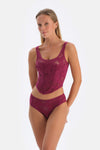 Damson TULLE DETAILED BODYSUIT